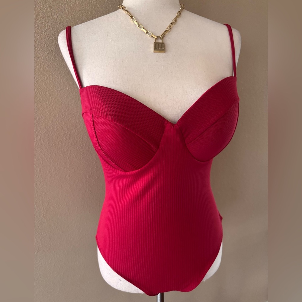 Chic Red Bustier Women's Bodysuit